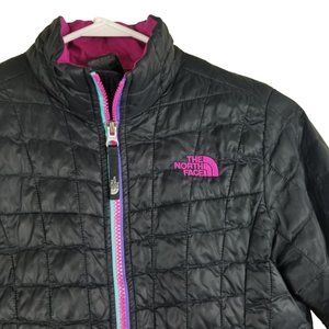 The North Face Girls Sz M 10 / 12 Thermoball Quilted Full Zip Jacket Black